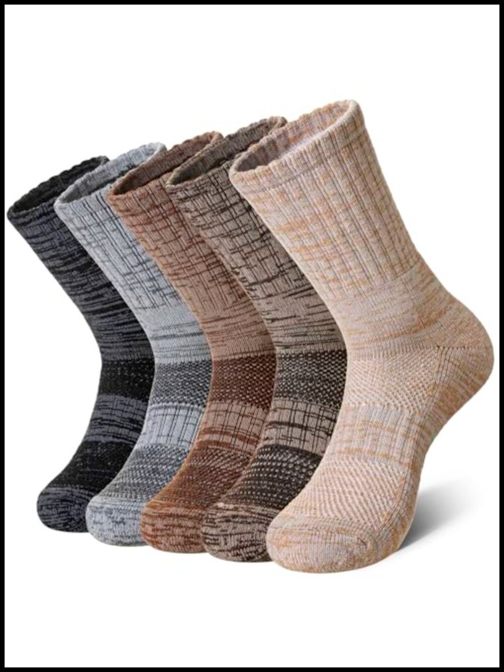 Merino Wool Hiking Boot Crew Socks Moisture Wicking Thermal 5 Pairs